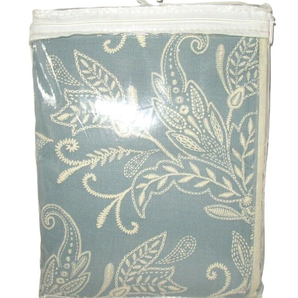 Ellis- Lexington Leaf Curtain Panel Set w Ties Rod Pocket Floral Blue 56X84L NEW - Picture 2 of 10